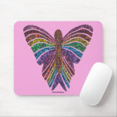 Papillon Arc-en-ciel (rose) - Tapis de souris (Avec souris)