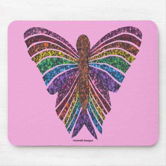 Papillon Arc-en-ciel (rose) - Tapis de souris (Devant)