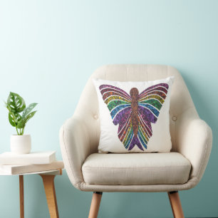 Papillon Arc-en-Ciel (simple blanc) - Oreiller