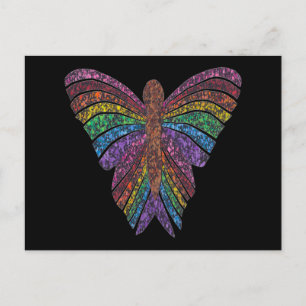 Papillon Arc-en-ciel (simple noir) - Carte postale