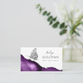 papillon argenté et carte de visite d'agneau viole (Debout devant)