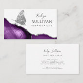 papillon argenté et carte de visite d'agneau viole (Devant / Derrière)