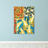 Papillon Art Déco Jaune et Turquoise Vibrants (Insitu (Plancher de Bois))