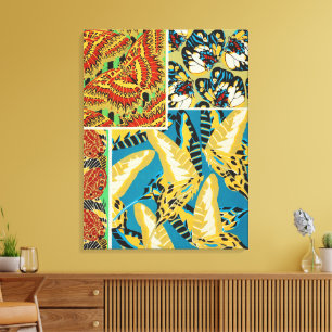 Papillon Art Déco Jaune et Turquoise Vibrants