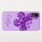 Papillon art encré violet nom personnalisé coque i (Dos (Horizontal))