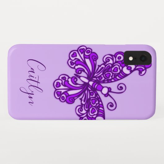 Papillon art encré violet nom personnalisé coque i (Dos (Horizontal))