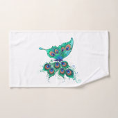 Papillon aux plumes de paon vert (Serviette à main)
