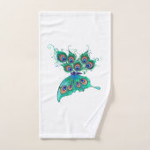 Papillon aux plumes de paon vert (Serviette à main)