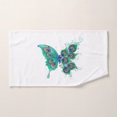 Papillon aux plumes de paon vert (Serviette à main)