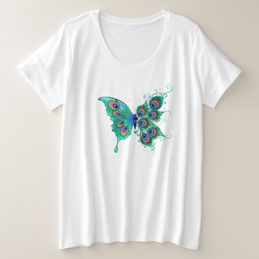 Papillon aux plumes de paon vert (Design devant)