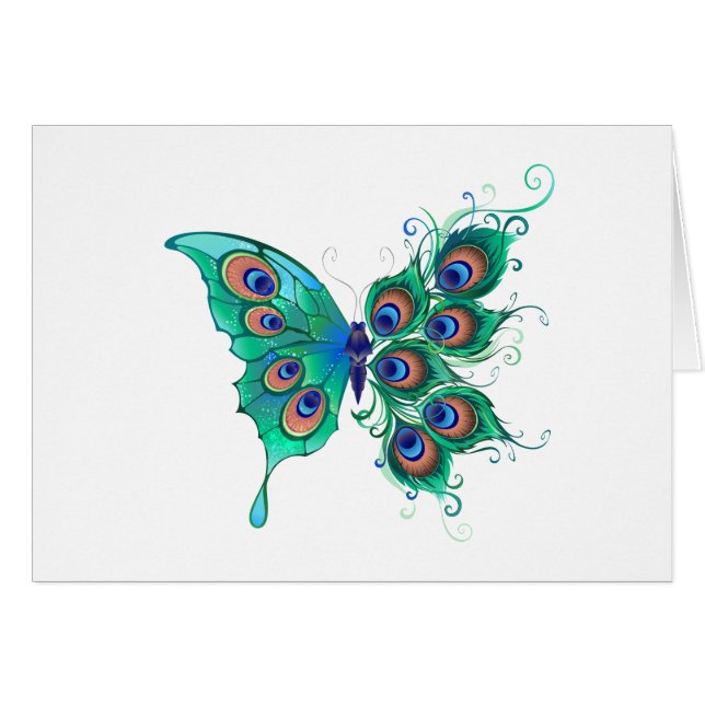 Papillon aux plumes de paon vert (Devant horizontal)