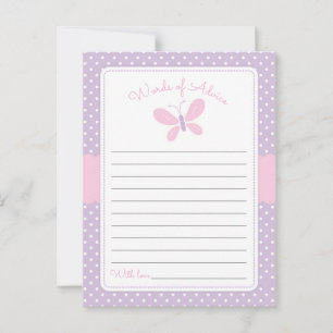 Papillon Baby shower Mots de conseil rose violet