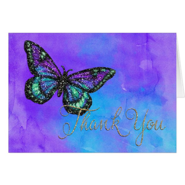 Papillon bat mitzvah violet et turquoise peint (Devant Horizontal)