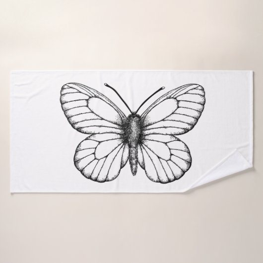 Papillon blanc à veine noire (Serviette de bain)