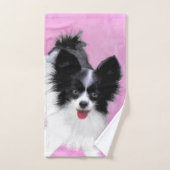 Papillon (blanc et noir) Peinture - Chien Art (Serviette à main)