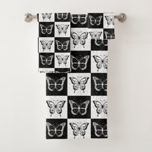 Papillon blanc noir À damiers bloc