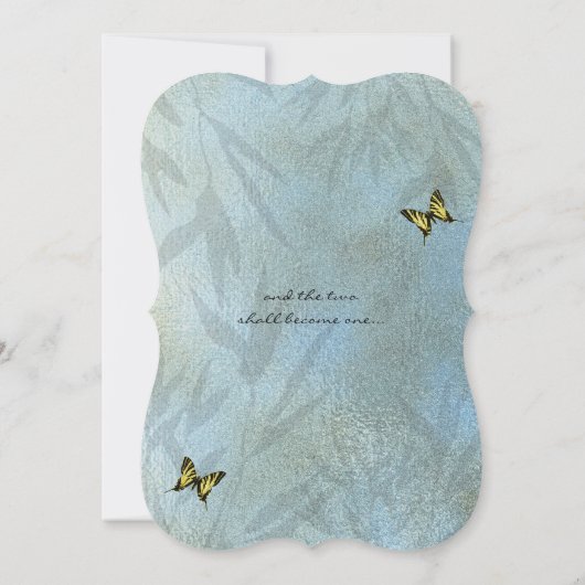 Papillon bleu argenté jaune Faire-part de mariage (Dos)