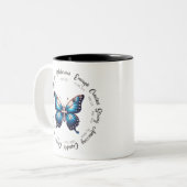 Papillon Bleu avec versets de la Bible Mug (Devant gauche)