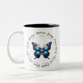 Papillon Bleu avec versets de la Bible Mug (Gauche)