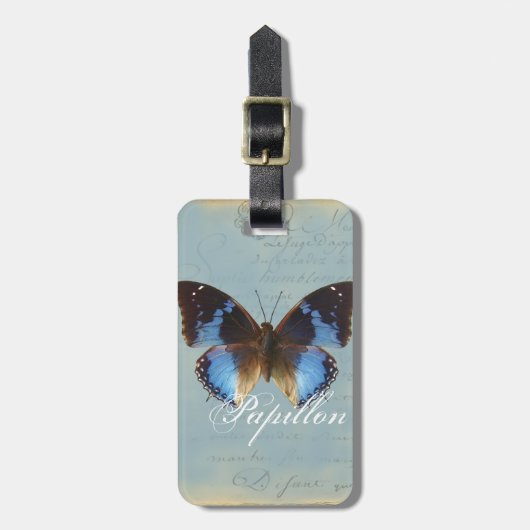 Papillon bleu bagagelabel (Voorkant verticaal)