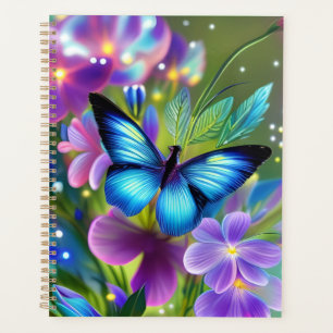 Papillon bleu brillant dans Fairy Garden