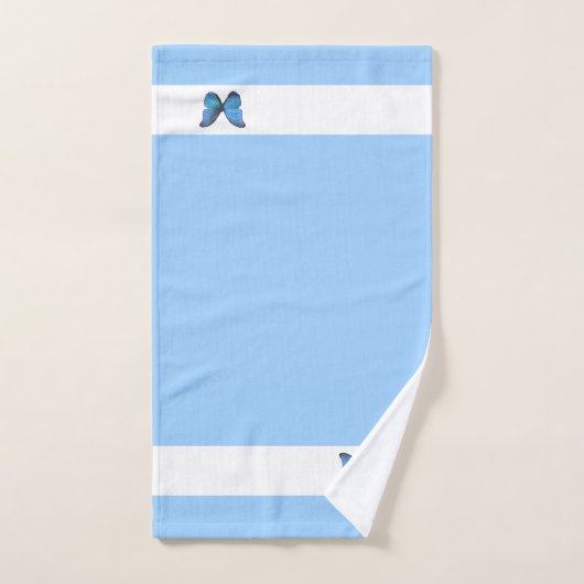 Papillon bleu clair et blanc (Serviette à main)