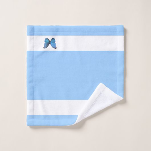 Papillon bleu clair et blanc (Gant de toilette)