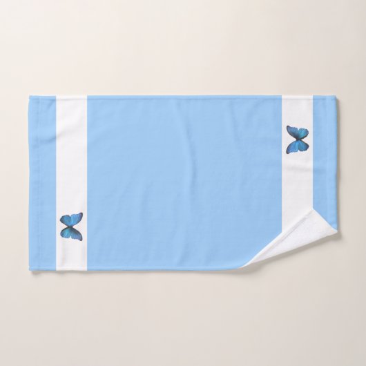 Papillon bleu clair et blanc (Serviette à main)