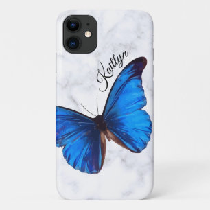 Papillon bleu clair Morpho Coque de téléphone pe