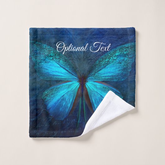 Papillon bleu de la joie et de la chance (Gant de toilette)