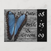 Papillon bleu Enregistrer la date Cartes postales (Devant)
