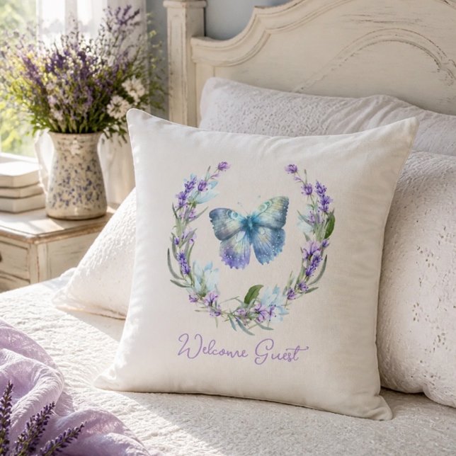 Papillon Bleu et Coussin de Couronne de Lavande (Créateur téléchargé)