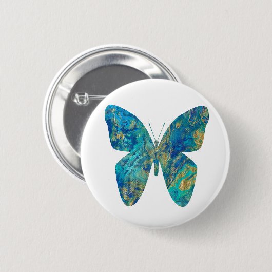 Papillon bleu et or - Badge (Devant & derrière)