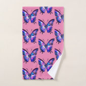 Papillon bleu et rose (Serviette à main)