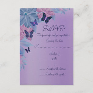 Papillon bleu et violet brillant doux 16 RSVP Card