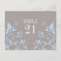 Papillon bleu Floral Numéro de table Carte postale