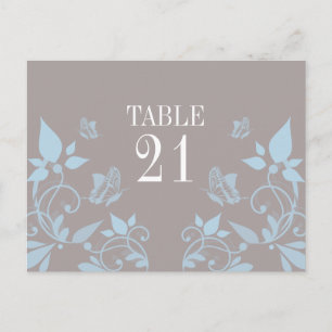 Papillon bleu Floral Numéro de table Carte postale