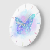 papillon bleu grande horloge (Angle)