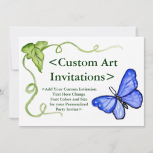 Papillon bleu Invitations d'art personnalisées