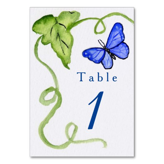 Papillon Bleu Jardin Cartes de Table Uniques Numér (Dos)