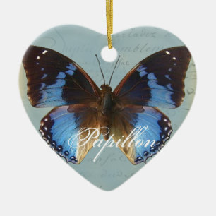 Papillon bleu keramisch ornament