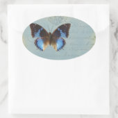 Papillon bleu ovale sticker (Tas)