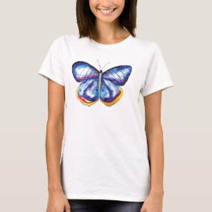 Papillon Bleu Peinture T-shirt basique, Blanc