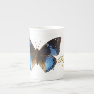 Papillon bleu porselein kop