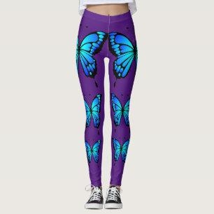 Papillon bleu Royal violet Lilac Leggings tendance