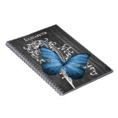 Papillon bleu rustique Carnet personnalisé (Côté Droit)