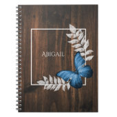Papillon bleu rustique Carnet personnalisé (Devant)