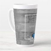 Papillon bleu Rustique Latte Mug personnalisé (Angle gauche)