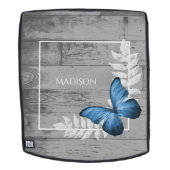 Papillon bleu Rustique Sac à dos personnalisé (Devant amovible)