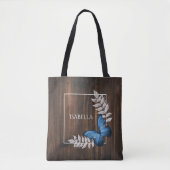 Papillon bleu rustique Sac fourre-tout personnalis (Devant)